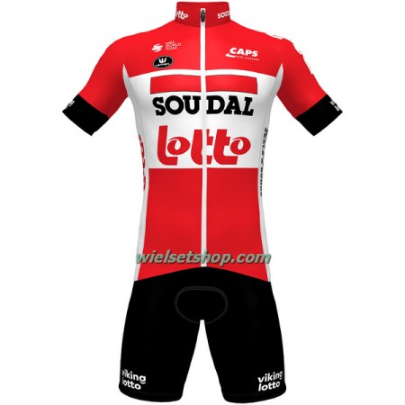 Fietskleding (Fietsshirt + Korte Koersbroek) 2022 Lotto-Soudal - Rood Wit